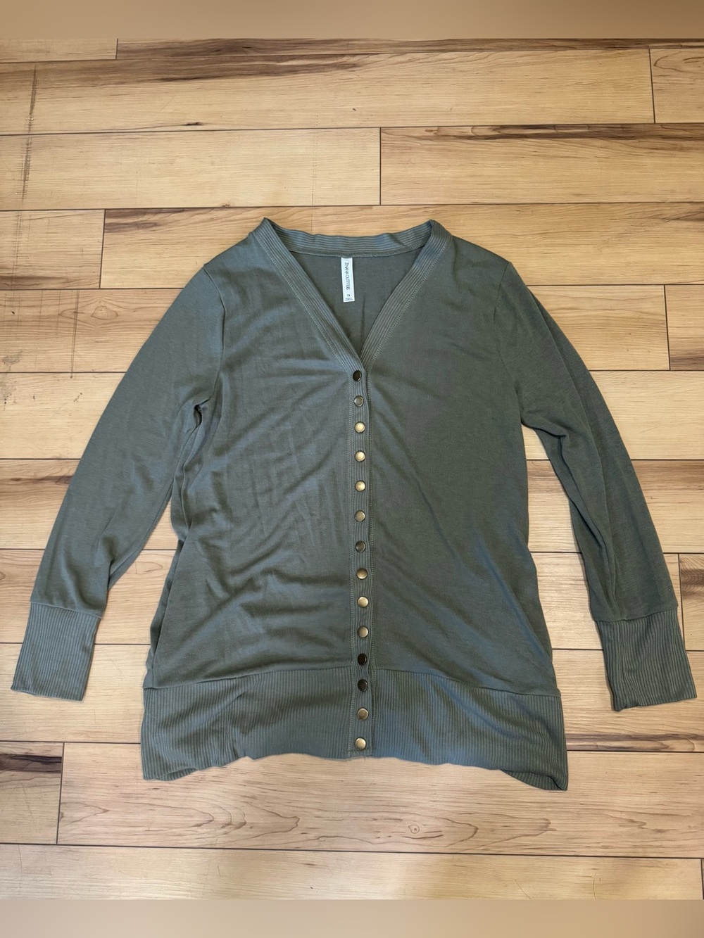 Zenana Outfitters Olive V-Neck Button Front Cardigan